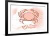 Bandon, Oregon - Crab - Coral - Coastal Icon-Lantern Press-Framed Art Print