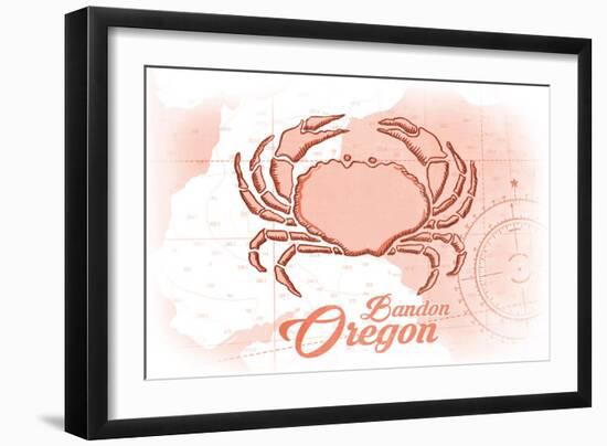Bandon, Oregon - Crab - Coral - Coastal Icon-Lantern Press-Framed Art Print