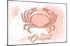 Bandon, Oregon - Crab - Coral - Coastal Icon-Lantern Press-Mounted Art Print