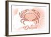 Bandon, Oregon - Crab - Coral - Coastal Icon-Lantern Press-Framed Art Print