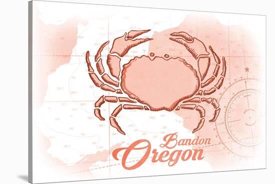 Bandon, Oregon - Crab - Coral - Coastal Icon-Lantern Press-Stretched Canvas