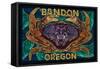 Bandon, Oregon - Dungeness Crab Mosaic-Lantern Press-Framed Stretched Canvas