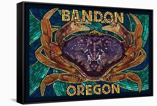 Bandon, Oregon - Dungeness Crab Mosaic-Lantern Press-Framed Stretched Canvas