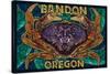 Bandon, Oregon - Dungeness Crab Mosaic-Lantern Press-Stretched Canvas