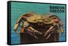 Bandon, Oregon - Dungeness Crab Vintage Postcard-Lantern Press-Framed Stretched Canvas