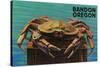 Bandon, Oregon - Dungeness Crab Vintage Postcard-Lantern Press-Stretched Canvas