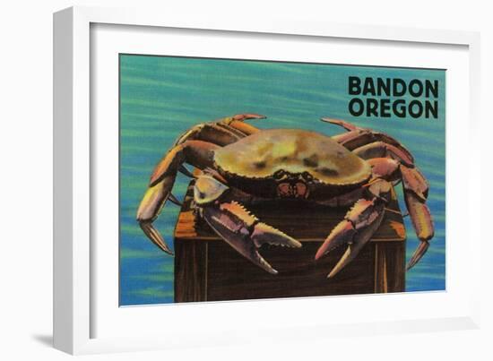 Bandon, Oregon - Dungeness Crab Vintage Postcard-Lantern Press-Framed Art Print