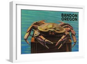 Bandon, Oregon - Dungeness Crab Vintage Postcard-Lantern Press-Framed Art Print