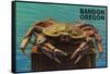 Bandon, Oregon - Dungeness Crab Vintage Postcard-Lantern Press-Framed Stretched Canvas