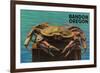 Bandon, Oregon - Dungeness Crab Vintage Postcard-Lantern Press-Framed Art Print