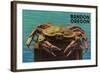 Bandon, Oregon - Dungeness Crab Vintage Postcard-Lantern Press-Framed Art Print