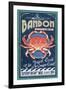 Bandon, Oregon - Dungeness Crab Vintage Sign-Lantern Press-Framed Art Print