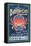 Bandon, Oregon - Dungeness Crab Vintage Sign-Lantern Press-Framed Stretched Canvas