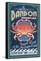 Bandon, Oregon - Dungeness Crab Vintage Sign-Lantern Press-Framed Stretched Canvas