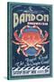 Bandon, Oregon - Dungeness Crab Vintage Sign-Lantern Press-Stretched Canvas