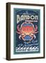 Bandon, Oregon - Dungeness Crab Vintage Sign-Lantern Press-Framed Art Print