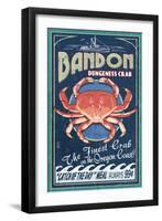 Bandon, Oregon - Dungeness Crab Vintage Sign-Lantern Press-Framed Art Print