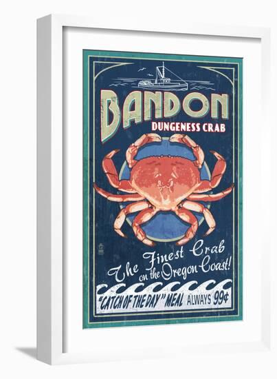 Bandon, Oregon - Dungeness Crab Vintage Sign-Lantern Press-Framed Art Print