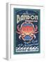 Bandon, Oregon - Dungeness Crab Vintage Sign-Lantern Press-Framed Art Print