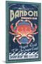 Bandon, Oregon - Dungeness Crab Vintage Sign-Lantern Press-Mounted Art Print