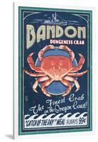 Bandon, Oregon - Dungeness Crab Vintage Sign-Lantern Press-Framed Art Print