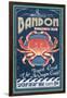 Bandon, Oregon - Dungeness Crab Vintage Sign-Lantern Press-Framed Art Print