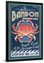 Bandon, Oregon - Dungeness Crab Vintage Sign-Lantern Press-Framed Art Print