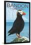 Bandon, Oregon - Puffin (Version 2)-Lantern Press-Framed Art Print