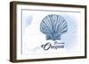 Bandon, Oregon - Scallop Shell - Blue - Coastal Icon-Lantern Press-Framed Art Print