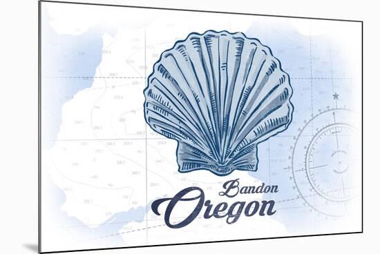 Bandon, Oregon - Scallop Shell - Blue - Coastal Icon-Lantern Press-Mounted Art Print