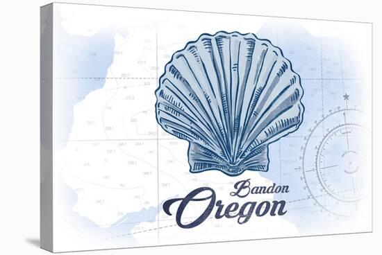 Bandon, Oregon - Scallop Shell - Blue - Coastal Icon-Lantern Press-Stretched Canvas