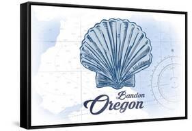 Bandon, Oregon - Scallop Shell - Blue - Coastal Icon-Lantern Press-Framed Stretched Canvas