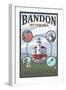 Bandon, Oregon - Scenic Travel Poster-Lantern Press-Framed Art Print