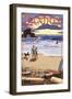 Bandon, Oregon - Sunset and Beach-Lantern Press-Framed Art Print