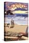 Bandon, Oregon - Sunset and Beach-Lantern Press-Stretched Canvas