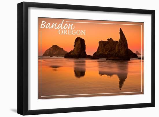 Bandon, Oregon Sunset-Lantern Press-Framed Art Print