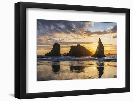 Bandon, Oregon, USA. Sea stacks on the Oregon coast at sunset.-Emily Wilson-Framed Photographic Print