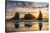 Bandon, Oregon, USA. Sea stacks on the Oregon coast at sunset.-Emily Wilson-Stretched Canvas