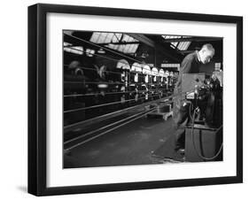 Bandsaws Being Sharpened at Slack Sellars and Co, Sheffield, South Yorkshire, 1963-Michael Walters-Framed Photographic Print