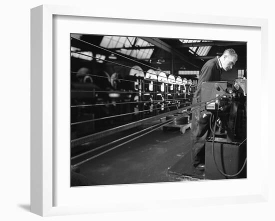 Bandsaws Being Sharpened at Slack Sellars and Co, Sheffield, South Yorkshire, 1963-Michael Walters-Framed Photographic Print