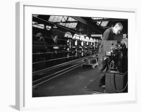 Bandsaws Being Sharpened at Slack Sellars and Co, Sheffield, South Yorkshire, 1963-Michael Walters-Framed Photographic Print