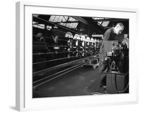 Bandsaws Being Sharpened at Slack Sellars and Co, Sheffield, South Yorkshire, 1963-Michael Walters-Framed Photographic Print