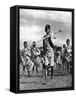 Bandsmen of the Northern Rhodesia Regiment Beat a Military Tattoo, Zimbabwe, Africa, 1936-null-Framed Stretched Canvas