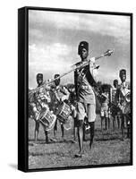 Bandsmen of the Northern Rhodesia Regiment Beat a Military Tattoo, Zimbabwe, Africa, 1936-null-Framed Stretched Canvas