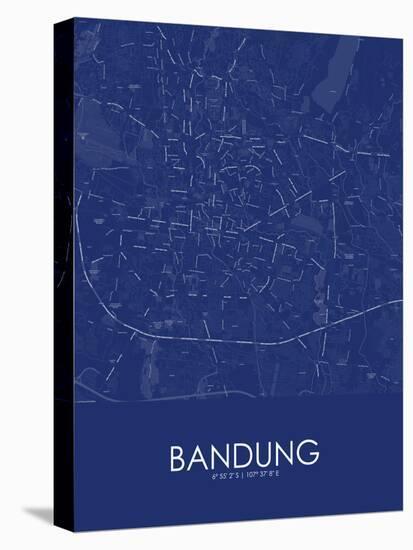 Bandung, Indonesia Blue Map-null-Stretched Canvas