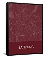 Bandung, Indonesia Red Map-null-Framed Stretched Canvas