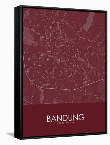 Bandung, Indonesia Red Map-null-Framed Stretched Canvas