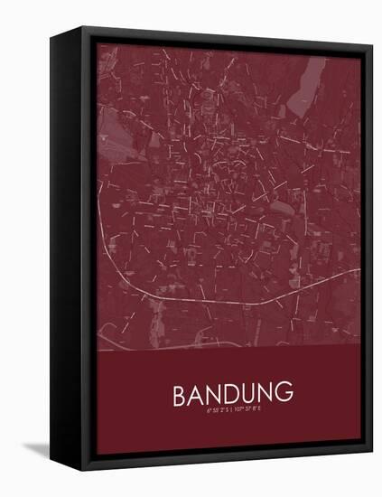 Bandung, Indonesia Red Map-null-Framed Stretched Canvas