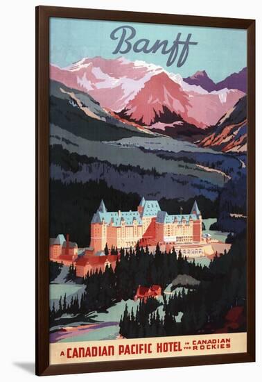 Banff, Alberta, Canada - Overview of the Banff Springs Hotel Poster-Lantern Press-Framed Art Print