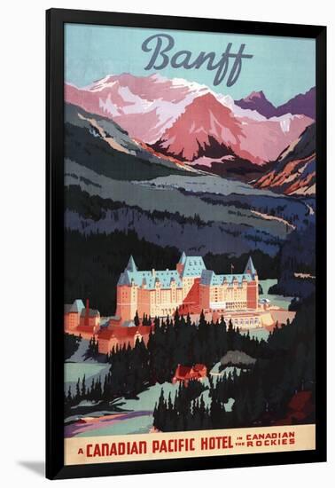 Banff, Alberta, Canada - Overview of the Banff Springs Hotel Poster-Lantern Press-Framed Art Print